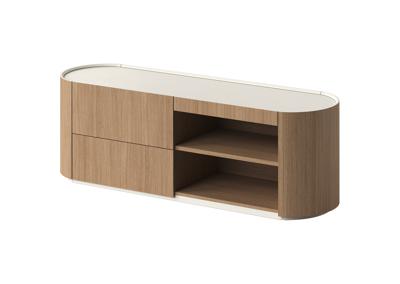 Мебель Ellipsefurniture Тумба Lagom под ТВ 2 ящика 2 полки ширина 140 см (натуральный дуб, молочный) арт. LG01381500220
