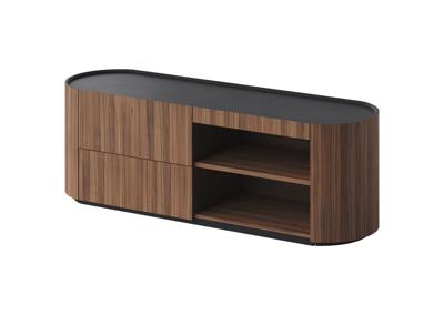 Мебель Ellipsefurniture Тумба Lagom под ТВ 2 ящика 2 полки ширина 140 см (орех, черный) арт. LG01381410220