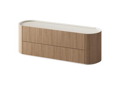 Мебель Ellipsefurniture Тумба Lagom под ТВ 2 ящика ширина 140 см (натуральный дуб, молочный) арт. LG01401500220