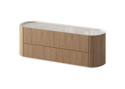 Мебель Ellipsefurniture Тумба Lagom под ТВ 2 ящика ширина 140 см (натуральный дуб, камень LC) арт. LG01406614120