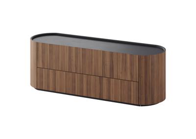Мебель Ellipsefurniture Тумба Lagom под ТВ 2 ящика ширина 140 см (орех, черный) арт. LG01401410220
