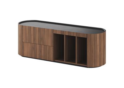 Мебель Ellipsefurniture Тумба Lagom под ТВ 2 ящика 3 ниши ширина 140 см (орех, черный) арт. LG01391410220