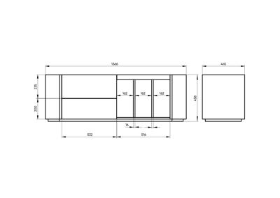 Мебель Ellipsefurniture Тумба Lagom под ТВ 2 ящика 3 ниши ширина 140 см (орех, черный) арт. LG01391410220