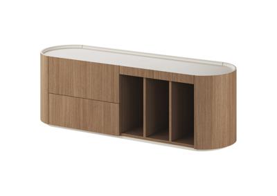 Мебель Ellipsefurniture Тумба Lagom под ТВ 2 ящика 3 ниши ширина 140 см (натуральный дуб, молочный) арт. LG01391500220