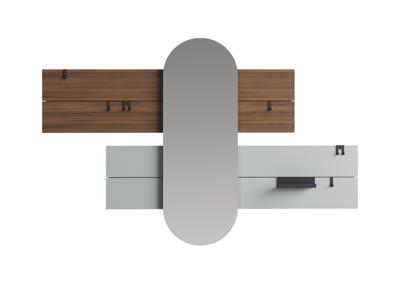 Вешалка Ellipsefurniture Вешалка Stripe L горизонтальная с зеркалом 60*160 см (орех, серый) арт. ST01471400532