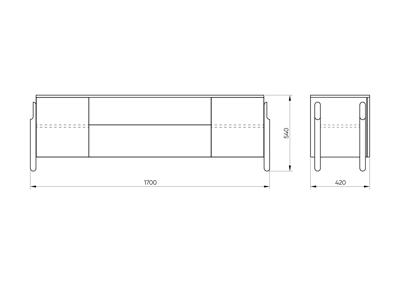 Тумба под ТВ Ellipsefurniture Тумба Basic 2 двери 2 ящика ширина 170 см (натуральный дуб) арт. BS01481514136