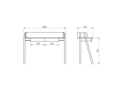 Стол письменный Ellipsefurniture Консоль Basic 120*45 см (натуральный дуб, серый рогожка) арт. BS01581500505