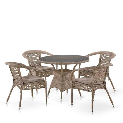 Обеденная группа Афина Комплект плетеной мебели Лион-1B T220CT/Y32-W56 Light brown (4+1) арт. T220CT/Y32-W56 Light brown 4Pcs