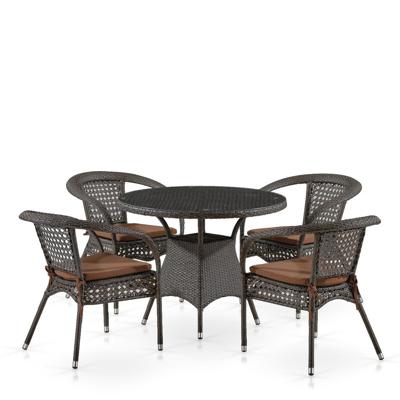 Обеденная группа Афина Комплект плетеной мебели Лион-1A T220CT/Y32-W53 Brown (4+1) арт. T220CT/Y32-W53 Brown 4Pcs