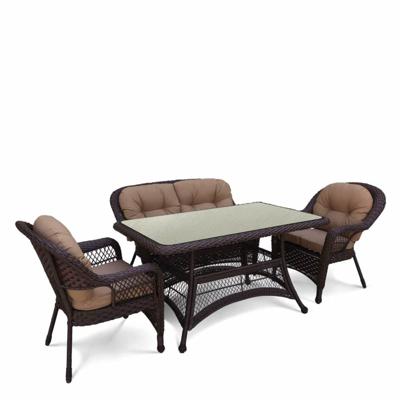 Обеденная группа Афина Комплект плетеной мебели T130-LV520BB-Brown_Beige арт. T130-LV520BB-Brown_Beige