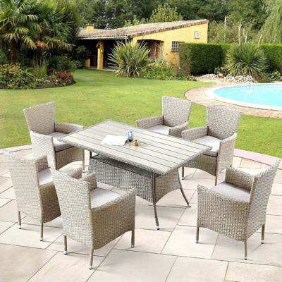 Обеденная группа Афина Комплект плетеной мебели AFM-195-6Pcs Beige (6+1) арт. AFM-195-6Pcs Beige