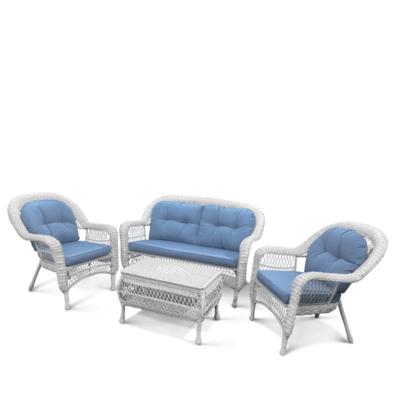 Комплект Афина Плетеный комплект для отдыха из искусственного ротанга  LV-520 White-Blue арт. LV-520 White-Blue