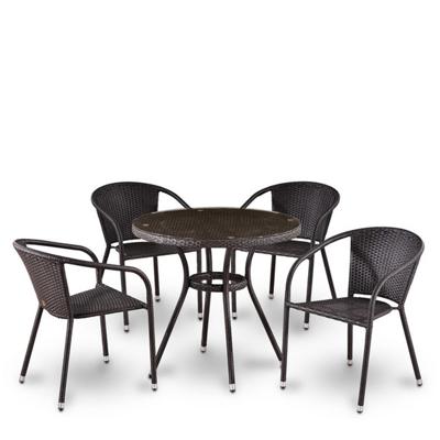 Обеденная группа Афина Комплект плетеной мебели T282ANT/Y137C-W53 Brown (4+1) арт. T282ANT/Y137C-W53 Brown 4Pcs