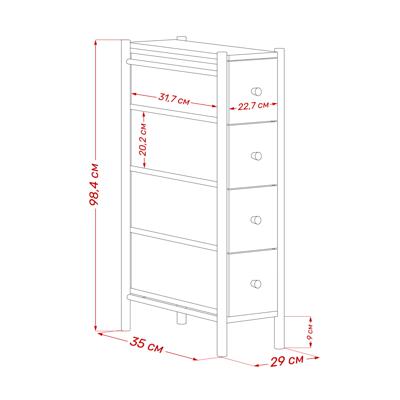 Комод Мебель Импэкс Комод Leset Нирита/Хайди узкий 4 ящика арт. 2500000252280