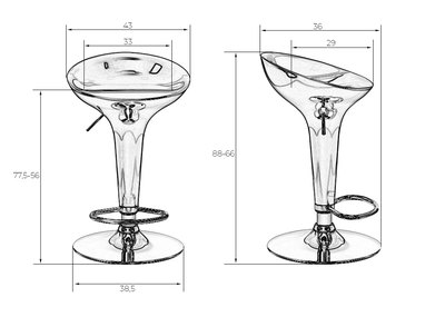 Стул барный DOBRIN Набор 2 шт Стул барный DOBRIN BOMBA BLACK, чёрный арт. LM-1004-N_B-M_ABS-black