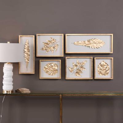 Панно Uttermost Композиция настенного декора ГОЛДЕН ЛЕАВЕС ШАДОУ БОКСЕС/GOLDEN LEAVES SHADOW BOXES арт. ZN-171083