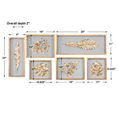 Панно Uttermost Композиция настенного декора ГОЛДЕН ЛЕАВЕС ШАДОУ БОКСЕС/GOLDEN LEAVES SHADOW BOXES арт. ZN-171083