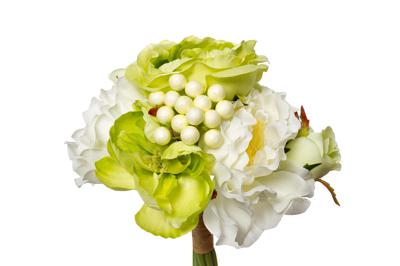 Цветок Garda Decor 9F28018-4673 Букет розы-пионы бело-зеленый 30см (24) арт. 9F28018-4673