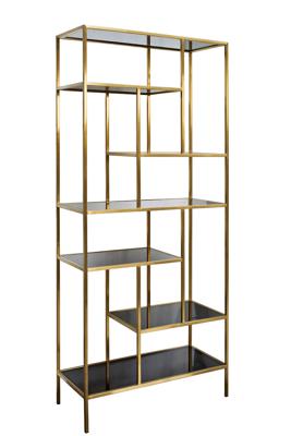 Стеллаж Garda Decor 46AS-SH1452-GOLD Стеллаж  золотистый/темн.ст. 80*35*180см арт. 46AS-SH1452-GOLD