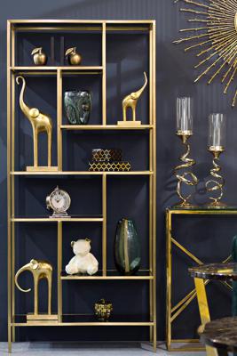 Стеллаж Garda Decor 46AS-SH1452-GOLD Стеллаж  золотистый/темн.ст. 80*35*180см арт. 46AS-SH1452-GOLD
