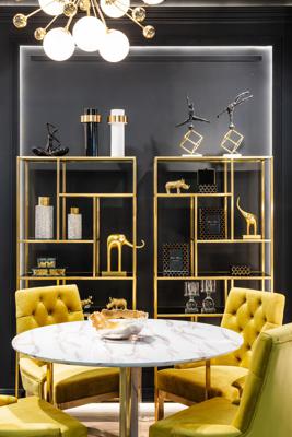 Стеллаж Garda Decor 46AS-SH1452-GOLD Стеллаж  золотистый/темн.ст. 80*35*180см арт. 46AS-SH1452-GOLD