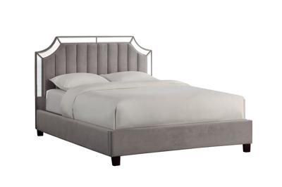 Кровать Garda Decor N-BD1894V GR Кровать с зеркальными вставками серая 214*172*127см арт. N-BD1894V GR