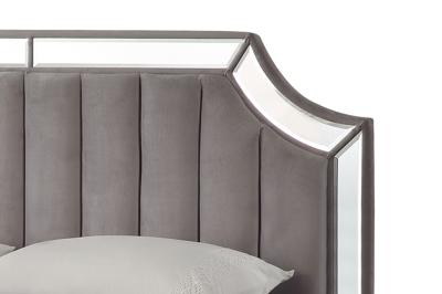 Кровать Garda Decor N-BD1894V GR Кровать с зеркальными вставками серая 214*172*127см арт. N-BD1894V GR