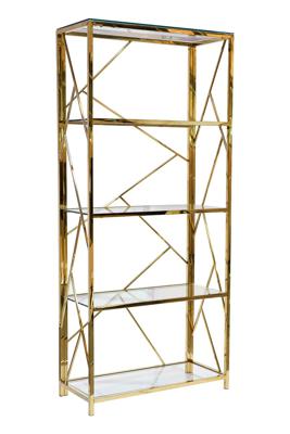 Стеллаж Garda Decor GY-SH8711GOLD Стеллаж стекло прозр/золото 80*35*180см арт. GY-SH8711GOLD