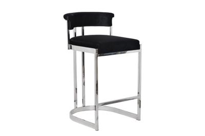 Стул барный Garda Decor GY-B8216-BL Стул барный, велюр черный/хром  49*55*85см арт. GY-B8216-BL