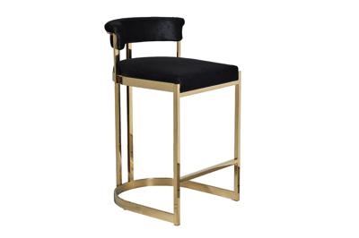 Стул барный Garda Decor GY-B8216GOLD-BL Стул барный, велюр черный/золото  49*55*85см арт. GY-B8216GOLD-BL