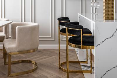 Стул барный Garda Decor GY-B8216GOLD-BL Стул барный, велюр черный/золото  49*55*85см арт. GY-B8216GOLD-BL