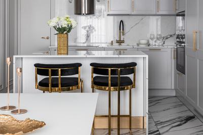 Стул барный Garda Decor GY-B8216GOLD-BL Стул барный, велюр черный/золото  49*55*85см арт. GY-B8216GOLD-BL