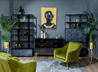 Комод Garda Decor KFG057 Комод черный 6 ящиков 120*42*82см арт. KFG057