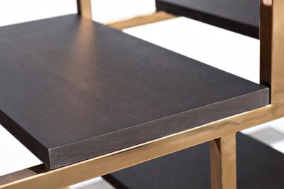 Стеллаж Garda Decor 77IP-SH1003 Стеллаж-полусфера роз.золото/темн.шпон 120*45*230см арт. 77IP-SH1003