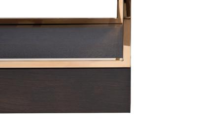 Стеллаж Garda Decor 77IP-SH1003 Стеллаж-полусфера роз.золото/темн.шпон 120*45*230см арт. 77IP-SH1003