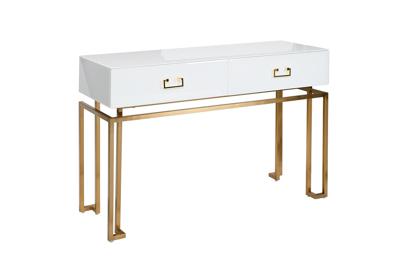 Мебель Garda Decor KFG070 Консоль 2 ящика белая/золото 120*42*77см арт. KFG070