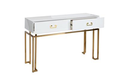 Мебель Garda Decor KFG070 Консоль 2 ящика белая/золото 120*42*77см арт. KFG070