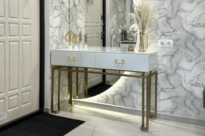 Мебель Garda Decor KFG070 Консоль 2 ящика белая/золото 120*42*77см арт. KFG070
