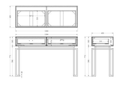 Мебель Garda Decor KFG070 Консоль 2 ящика белая/золото 120*42*77см арт. KFG070