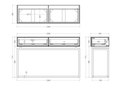 Мебель Garda Decor KFG075 Консоль зеркальная с двумя ящиками 120*35*77см арт. KFG075