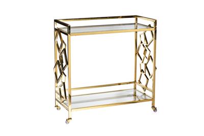 Стол журнальный Garda Decor GY-CRT8164GOLD Стол-тележка сервировочн ст.прозр/золото 80*40*83 арт. GY-CRT8164GOLD