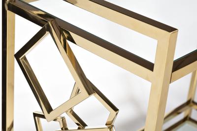 Стол журнальный Garda Decor GY-CRT8164GOLD Стол-тележка сервировочн ст.прозр/золото 80*40*83 арт. GY-CRT8164GOLD