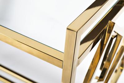Стол журнальный Garda Decor GY-CRT8164GOLD Стол-тележка сервировочн ст.прозр/золото 80*40*83 арт. GY-CRT8164GOLD