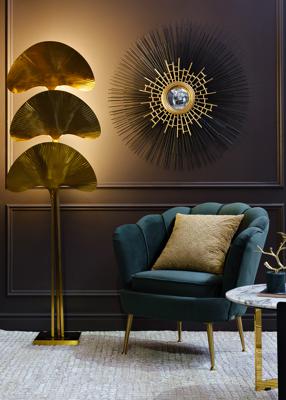 Торшер Garda Decor K2KM1125F-3 Торшер металлич."Гинкго" латунь L55*W26*H183 арт. K2KM1125F-3