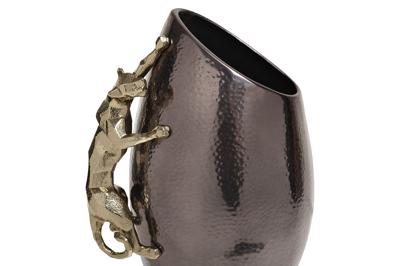 Ваза Garda Decor 69-120176 Ваза декор.металлич. "Ягуар" черн./зол. 21*15*29см арт. 69-120176