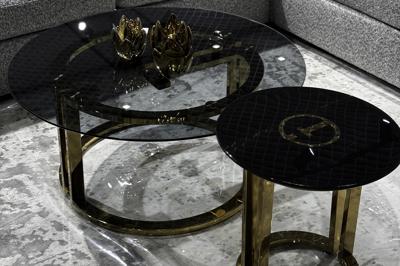 Стол журнальный Garda Decor 47ED-GDCT002 Стол журнальный ГардаДекор (GardaDecor) темн.стекло/зол d100*45 арт. 47ED-GDCT002