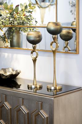 Подсвечник Garda Decor 71PN-3183 Подсвечник золотисто-зеленый d11*50см арт. 71PN-3183