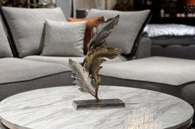 Статуэтка Garda Decor 71PN-1836  Декор "Листья"  металлический золото/хром 27*10*48см арт. 71PN-1836