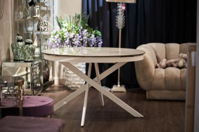 Мебель Garda Decor 83MC-1907DT WH Стол обед.круг раскл.керам.бел. 170(120)*120*76см арт. 83MC-1907DT WH