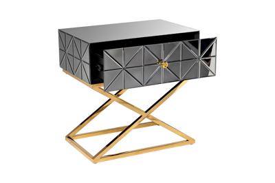Тумбочка Garda Decor KFG090 Тумба с матовой зерк.отделкой каркас металл.  60*40*60см арт. KFG090
